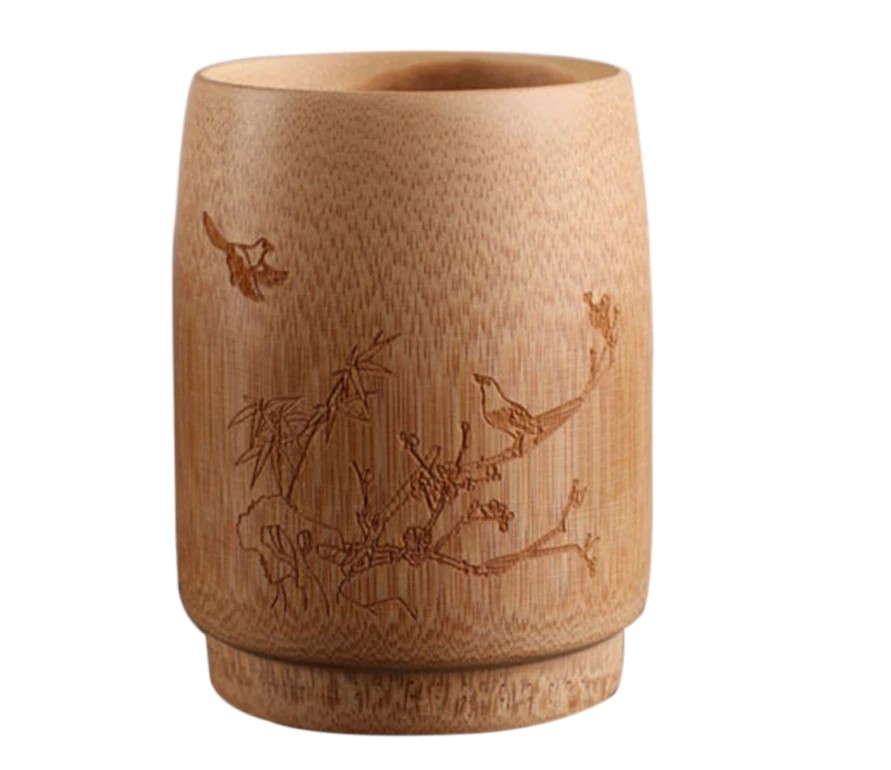 Engraved Bamboo Tea Cup